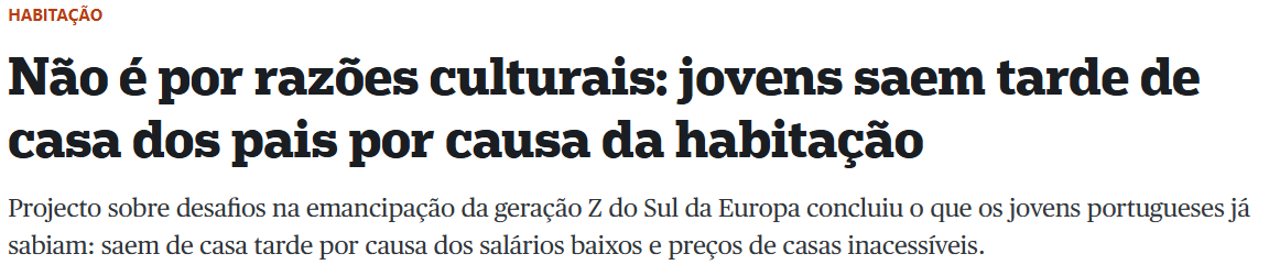 Público: It's not for cultural reasons: young people leave their parents' house late because of housing